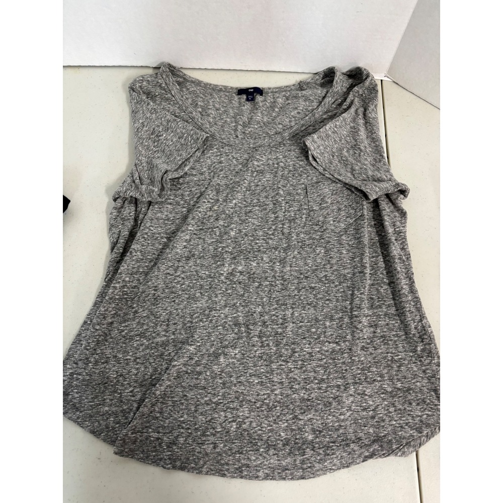 Gap Womens XL Top Bundle Black Smocked Shoulder & Grey Heathered Pocket T-Shirt - Picture 2 of 8